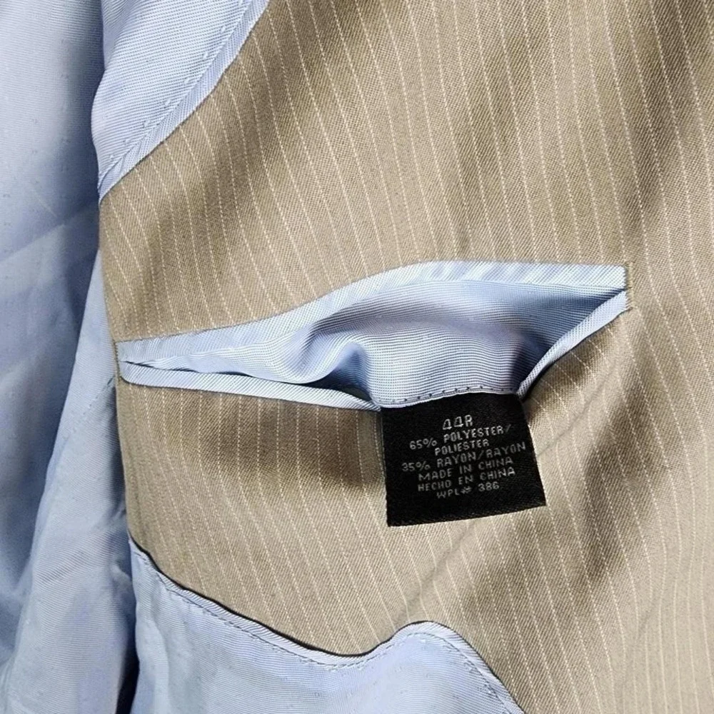 J. Ferrar Mens Tan Pinstripe Blazer Two Button Sport Coat Jacket 44R‎ Regular